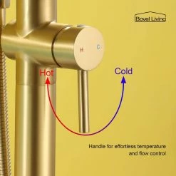 Boyel Living Freestanding Floor Mount 2-Handle Bath Tub Filler Faucet with Handheld Shower in Brushed Gold -Bathroom Faucets Store brushed gold boyel living claw foot tub faucets smd 18006bg 1d 1000