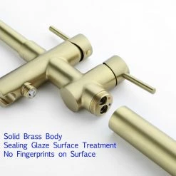 Boyel Living Freestanding Floor Mount 2-Handle Bath Tub Filler Faucet with Handheld Shower in Brushed Gold -Bathroom Faucets Store brushed gold boyel living claw foot tub faucets smd 18006bg 1f 1000