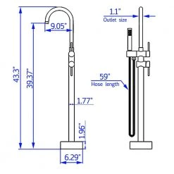 Boyel Living Freestanding Floor Mount 2-Handle Bath Tub Filler Faucet with Handheld Shower in Brushed Gold -Bathroom Faucets Store brushed gold boyel living claw foot tub faucets smd 18006bg 76 1000