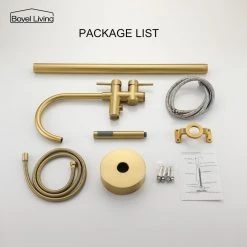 Boyel Living Freestanding Floor Mount 2-Handle Bath Tub Filler Faucet with Handheld Shower in Brushed Gold -Bathroom Faucets Store brushed gold boyel living claw foot tub faucets smd 18006bg a0 1000
