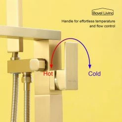 Boyel Living Freestanding Floor Mount Single Handle Bath Tub Filler Faucet with Handheld Shower in Brushed Gold -Bathroom Faucets Store brushed gold boyel living claw foot tub faucets smd 18007bg 1d 1000