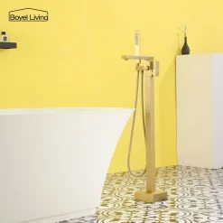 Boyel Living Freestanding Floor Mount Single Handle Bath Tub Filler Faucet with Handheld Shower in Brushed Gold -Bathroom Faucets Store brushed gold boyel living claw foot tub faucets smd 18007bg 31 1000