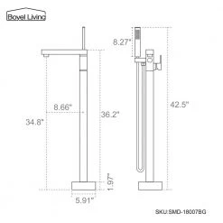 Boyel Living Freestanding Floor Mount Single Handle Bath Tub Filler Faucet with Handheld Shower in Brushed Gold -Bathroom Faucets Store brushed gold boyel living claw foot tub faucets smd 18007bg 4f 1000