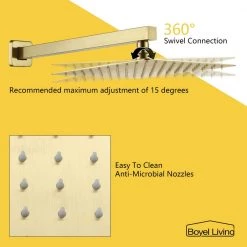 Boyel Living Shower System Wall Mounted with 10 in. Square Rainfall Shower head and Handheld Shower Head Set, Brushed Gold 15 Boyel Living Shower System Wall Mounted with 10 in. Square Rainfall Shower head and Handheld Shower Head Set, Brushed Gold -Bathroom Faucets Store brushed gold boyel living dual shower heads ms bl a3803 1bg 1f 1000