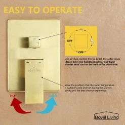 Boyel Living Shower System Wall Mounted with 10 in. Square Rainfall Shower head and Handheld Shower Head Set, Brushed Gold 17 Boyel Living Shower System Wall Mounted with 10 in. Square Rainfall Shower head and Handheld Shower Head Set, Brushed Gold -Bathroom Faucets Store brushed gold boyel living dual shower heads ms bl a3803 1bg fa 1000