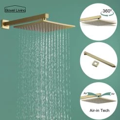 Boyel Living 1-Spray Patterns with 2.66 GPM 10 in. Wall Mount Dual Shower Heads with Rough-In Valve Body and Trim in Brushed Gold -Bathroom Faucets Store brushed gold boyel living dual shower heads smd 88001bg 44 1000