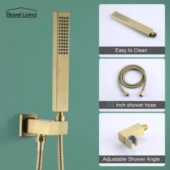 Boyel Living 1-Spray Patterns with 2.66 GPM 10 in. Wall Mount Dual Shower Heads with Rough-In Valve Body and Trim in Brushed Gold -Bathroom Faucets Store brushed gold boyel living dual shower heads smd 88001bg 4f 1000