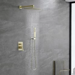Boyel Living 1-Spray Patterns with 2.66 GPM 10 in. Wall Mount Dual Shower Heads with Rough-In Valve Body and Trim in Brushed Gold -Bathroom Faucets Store brushed gold boyel living dual shower heads smd 88001bg 77 1000