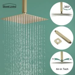 Boyel Living 1-Spray Patterns with 2.66 GPM 10 in. Ceiling Mount Dual Shower Heads with Rough-In Valve Body and Trim in Brushed Gold 24 Boyel Living 1-Spray Patterns with 2.66 GPM 10 in. Ceiling Mount Dual Shower Heads with Rough-In Valve Body and Trim in Brushed Gold -Bathroom Faucets Store brushed gold boyel living dual shower heads smd 88009bg 44 1000