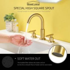 Boyel Living 8 in. Widespread 2-Handle Mid-Arc Bathroom Faucet with Valve and cUPC Water Supply Lines in Brushed Gold 19 Boyel Living 8 in. Widespread 2-Handle Mid-Arc Bathroom Faucet with Valve and cUPC Water Supply Lines in Brushed Gold -Bathroom Faucets Store brushed gold boyel living widespread bathroom faucets smd 1515bg 1d 1000