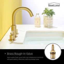Boyel Living 8 in. Widespread 2-Handle Mid-Arc Bathroom Faucet with Valve and cUPC Water Supply Lines in Brushed Gold 24 Boyel Living 8 in. Widespread 2-Handle Mid-Arc Bathroom Faucet with Valve and cUPC Water Supply Lines in Brushed Gold -Bathroom Faucets Store brushed gold boyel living widespread bathroom faucets smd 1515bg 1f 1000