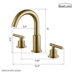 Boyel Living 8 in. Widespread 2-Handle Mid-Arc Bathroom Faucet with Valve and cUPC Water Supply Lines in Brushed Gold 17 Boyel Living 8 in. Widespread 2-Handle Mid-Arc Bathroom Faucet with Valve and cUPC Water Supply Lines in Brushed Gold -Bathroom Faucets Store brushed gold boyel living widespread bathroom faucets smd 1515bg 40 1000
