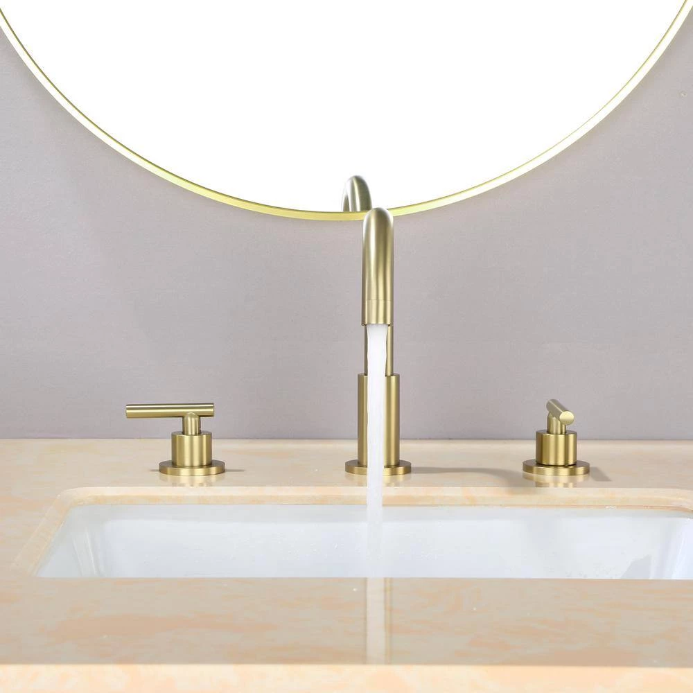 Boyel Living 8 in. Widespread 2-Handle Mid-Arc Bathroom Faucet with Valve and cUPC Water Supply Lines in Brushed Gold 11 Boyel Living 8 in. Widespread 2-Handle Mid-Arc Bathroom Faucet with Valve and cUPC Water Supply Lines in Brushed Gold - Image 11