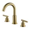 Boyel Living 8 in. Widespread 2-Handle Mid-Arc Bathroom Faucet with Valve and cUPC Water Supply Lines in Brushed Gold