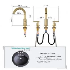 Boyel Living 8 in. Widespread 2-Handle Mid-Arc Bathroom Faucet with Valve and cUPC Water Supply Lines in Brushed Gold 18 Boyel Living 8 in. Widespread 2-Handle Mid-Arc Bathroom Faucet with Valve and cUPC Water Supply Lines in Brushed Gold -Bathroom Faucets Store brushed gold boyel living widespread bathroom faucets smd 1515bg a0 1000