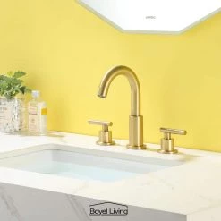 Boyel Living 8 in. Widespread 2-Handle Mid-Arc Bathroom Faucet with Valve and cUPC Water Supply Lines in Brushed Gold 22 Boyel Living 8 in. Widespread 2-Handle Mid-Arc Bathroom Faucet with Valve and cUPC Water Supply Lines in Brushed Gold -Bathroom Faucets Store brushed gold boyel living widespread bathroom faucets smd 1515bg c3 1000