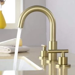 Boyel Living 8 in. Widespread 2-Handle Mid-Arc Bathroom Faucet with Valve and cUPC Water Supply Lines in Brushed Gold 26 Boyel Living 8 in. Widespread 2-Handle Mid-Arc Bathroom Faucet with Valve and cUPC Water Supply Lines in Brushed Gold -Bathroom Faucets Store brushed gold boyel living widespread bathroom faucets smd 1515bg fa 1000