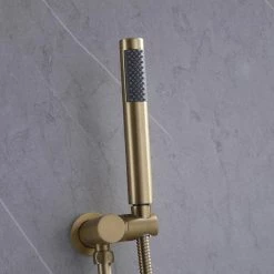 BWE 1-Handle 2-Spray Rain Shower Faucet and Hand Shower Combo Kit in Brushed Gold (Valve Included) 18 BWE 1-Handle 2-Spray Rain Shower Faucet and Hand Shower Combo Kit in Brushed Gold (Valve Included) -Bathroom Faucets Store brushed gold bwe shower faucets a 98002 bg 66 1000