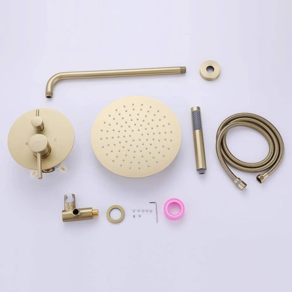 BWE 1-Handle 2-Spray Rain Shower Faucet and Hand Shower Combo Kit in Brushed Gold (Valve Included) 8 BWE 1-Handle 2-Spray Rain Shower Faucet and Hand Shower Combo Kit in Brushed Gold (Valve Included) - Image 8