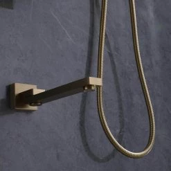 BWE Single-Handle 3-Spray Square High Pressure Tub and Shower Faucet in Brushed Gold (Valve Included) -Bathroom Faucets Store brushed gold bwe shower faucets a 98005 bg 4f 1000