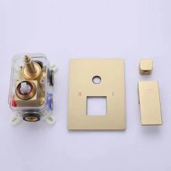 BWE Single-Handle 3-Spray Square High Pressure Tub and Shower Faucet in Brushed Gold (Valve Included) -Bathroom Faucets Store brushed gold bwe shower faucets a 98005 bg 76 1000