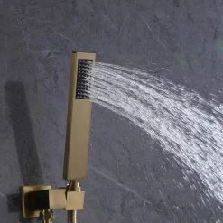 BWE Single-Handle 3-Spray Square High Pressure Tub and Shower Faucet in Brushed Gold (Valve Included) -Bathroom Faucets Store brushed gold bwe shower faucets a 98005 bg 77 1000