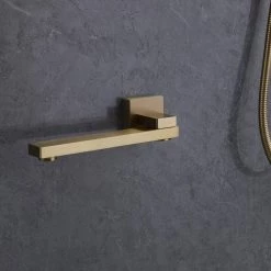 BWE Single-Handle 3-Spray Square High Pressure Tub and Shower Faucet in Brushed Gold (Valve Included) -Bathroom Faucets Store brushed gold bwe shower faucets a 98005 bg c3 1000