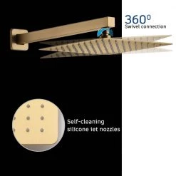 CASAINC 1-Spray Patterns with 10 in. Wall Mount Dual Shower Heads with Hand Shower Faucet in Brushed Gold (Valve Included) -Bathroom Faucets Store brushed gold casainc dual shower heads m6066 a 10 bg 1f 1000