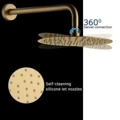 CASAINC 1-Spray Patterns Round 2-Function 10 in. Wall Mount Dual Shower Heads with Handheld in Brushed Gold 13 CASAINC 1-Spray Patterns Round 2-Function 10 in. Wall Mount Dual Shower Heads with Handheld in Brushed Gold -Bathroom Faucets Store brushed gold casainc dual shower heads m6610 a 10 bg 1f 1000