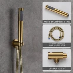 CASAINC 1-Spray Patterns Round 2-Function 10 in. Wall Mount Dual Shower Heads with Handheld in Brushed Gold 14 CASAINC 1-Spray Patterns Round 2-Function 10 in. Wall Mount Dual Shower Heads with Handheld in Brushed Gold -Bathroom Faucets Store brushed gold casainc dual shower heads m6610 a 10 bg 44 1000