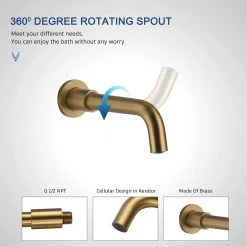 CASAINC 1-Spray Patterns Round 10 in. Wall Mount Dual Shower Heads with Handheld and Tub Faucet in Brushed Gold -Bathroom Faucets Store brushed gold casainc dual shower heads m6612 a 10 bg 76 1000