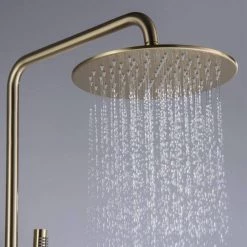 IHOMEadore 1-Spray Patterns with 1.8 GPM 10 in. Wall Mount Dual Shower Heads with Handheld Shower Head Set in Brushed Gold 19 IHOMEadore 1-Spray Patterns with 1.8 GPM 10 in. Wall Mount Dual Shower Heads with Handheld Shower Head Set in Brushed Gold -Bathroom Faucets Store brushed gold dual shower heads jk rwst81005bg 44 1000