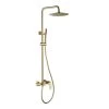IHOMEadore 1-Spray Patterns with 1.8 GPM 10 in. Wall Mount Dual Shower Heads with Handheld Shower Head Set in Brushed Gold