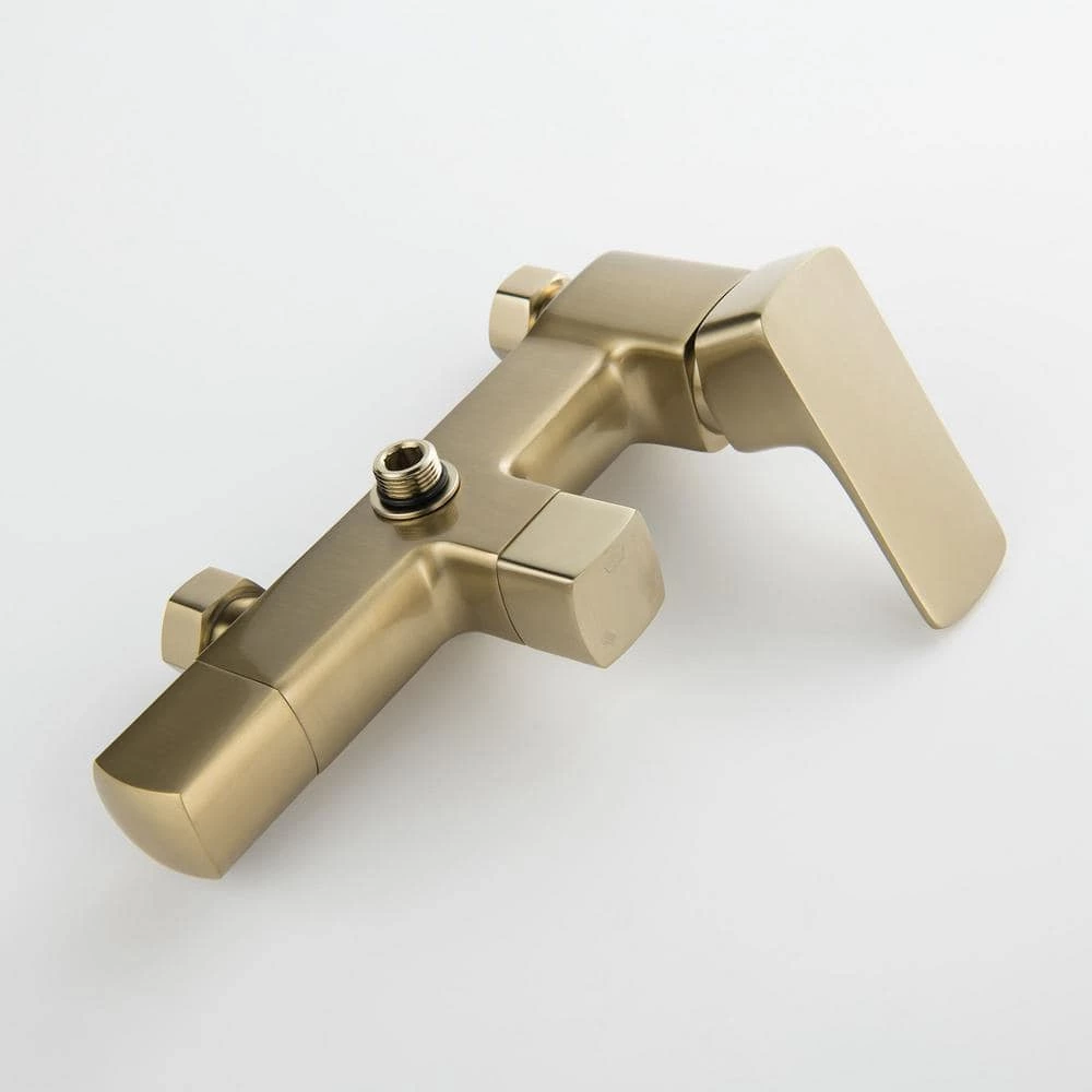 IHOMEadore 1-Spray Patterns with 1.8 GPM 10 in. Wall Mount Dual Shower Heads with Handheld Shower Head Set in Brushed Gold 5 IHOMEadore 1-Spray Patterns with 1.8 GPM 10 in. Wall Mount Dual Shower Heads with Handheld Shower Head Set in Brushed Gold - Image 5