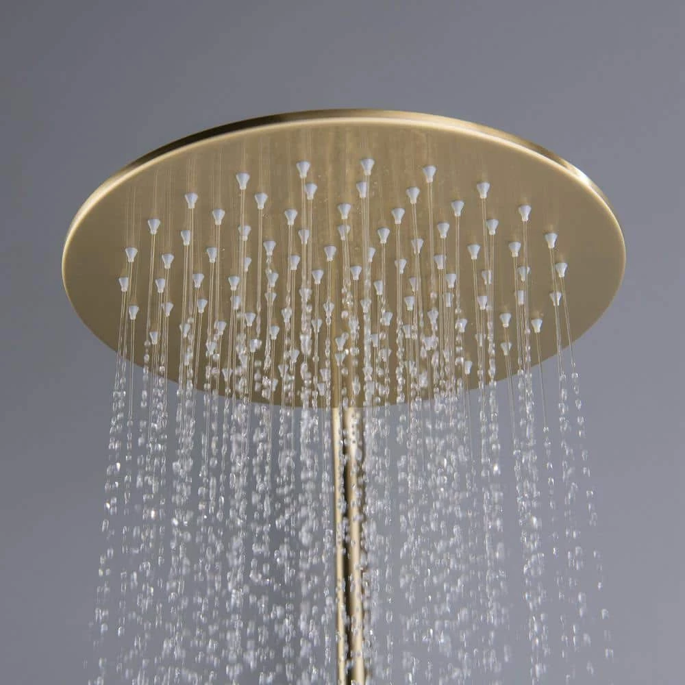 IHOMEadore 1-Spray Patterns with 1.8 GPM 10 in. Wall Mount Dual Shower Heads with Handheld Shower Head Set in Brushed Gold 9 IHOMEadore 1-Spray Patterns with 1.8 GPM 10 in. Wall Mount Dual Shower Heads with Handheld Shower Head Set in Brushed Gold - Image 9