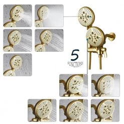 ELLO&ALLO Single-Handle 24-Spray Shower Faucet and Handheld Shower System with 5 in. Shower Head in Brushed Gold (Valve Included) -Bathroom Faucets Store brushed gold ello allo shower faucets es ng 1001 1f 1000