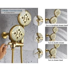ELLO&ALLO Single-Handle 24-Spray Shower Faucet and Handheld Shower System with 5 in. Shower Head in Brushed Gold (Valve Included) -Bathroom Faucets Store brushed gold ello allo shower faucets es ng 1001 4f 1000