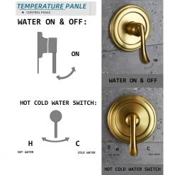 ELLO&ALLO Single-Handle 24-Spray Shower Faucet and Handheld Shower System with 5 in. Shower Head in Brushed Gold (Valve Included) -Bathroom Faucets Store brushed gold ello allo shower faucets es ng 1001 fa 1000