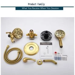 ELLO&ALLO Single-Handle 48-Spray Shower Faucet and Handheld Combo with 5 in. Shower Head in Brushed Gold (Valve Included) -Bathroom Faucets Store brushed gold ello allo shower faucets es ng 1005 fa 1000