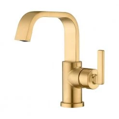 LUXIER Single Hole Single-Handle Bathroom Faucet with drain in Brushed Gold