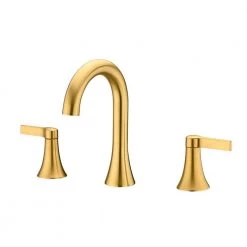 LUXIER Contemporary 8 in. Widespread Double Handle Bathroom Faucet with Pop-Up Drain in Brushed Gold