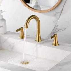 LUXIER Contemporary 8 in. Widespread Double Handle Bathroom Faucet with Pop-Up Drain in Brushed Gold -Bathroom Faucets Store brushed gold luxier widespread bathroom faucets wsp11 tg c3 1000