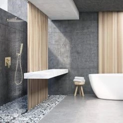 Miscool Ursula Single-Handle 2-Spray Square High Pressure 12 in. Shower Faucet in Brushed Gold (Valve Included) -Bathroom Faucets Store brushed gold miscool shower faucets bfasmdh10910bg 31 1000