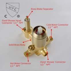 Miscool Ursula Single-Handle 2-Spray Square High Pressure 12 in. Shower Faucet in Brushed Gold (Valve Included) -Bathroom Faucets Store brushed gold miscool shower faucets bfasmdh10910bg 44 1000