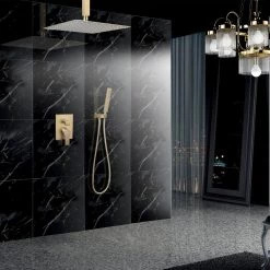 Miscool Painter Single-Handle 1-Spray Square High Pressure Shower Faucet in Brushed Gold (Valve Included) -Bathroom Faucets Store brushed gold miscool shower faucets fasmdh10112bg 31 1000