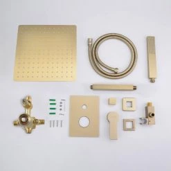 Miscool Painter Single-Handle 1-Spray Square High Pressure Shower Faucet in Brushed Gold (Valve Included) -Bathroom Faucets Store brushed gold miscool shower faucets fasmdh10112bg 44 1000