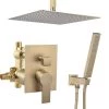 Miscool Painter Single-Handle 1-Spray Square High Pressure Shower Faucet in Brushed Gold (Valve Included)