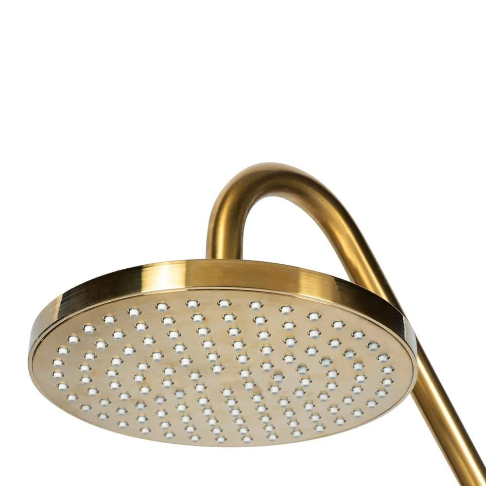 PULSE Showerspas Kauai III 6-Spray Patterns 2.5 GPM 8 in. Wall Mount Dual Shower Heads in Brushed Gold 4 PULSE Showerspas Kauai III 6-Spray Patterns 2.5 GPM 8 in. Wall Mount Dual Shower Heads in Brushed Gold - Image 4
