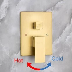 Rainlex 10 in. Shower Head Single-Handle 1-Spray Square High Pressure Shower Faucet in Gold Color (Valve Included) -Bathroom Faucets Store brushed gold rainlex shower faucets rx93102lsj 10 4f 1000