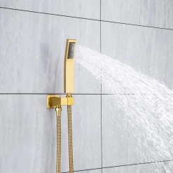 Rainlex 12 in. Ceiling Mounted Single-Handle 3-Spray Square High Pressure Shower Faucet in Gold(Valve Included) -Bathroom Faucets Store brushed gold rainlex shower faucets rx95102lsj 10 fa 1000